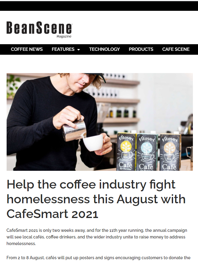 Help the coffee industry fight homelessness this August with CafeSmart 2021