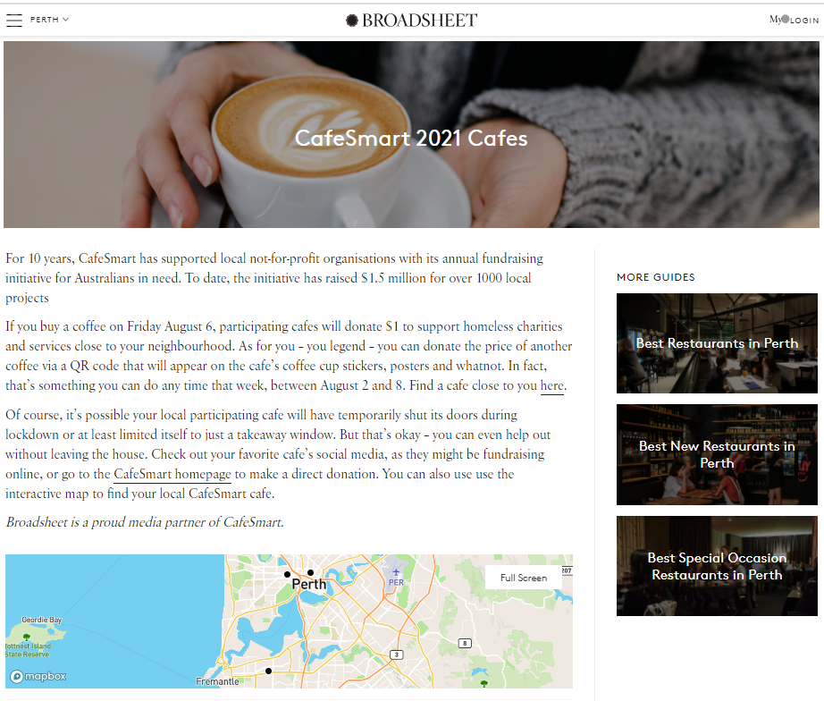 CafeSmart 2021 Cafes