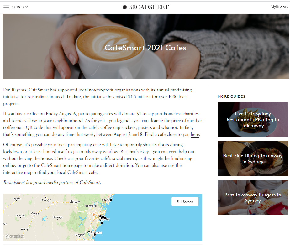 CafeSmart 2021 Cafes