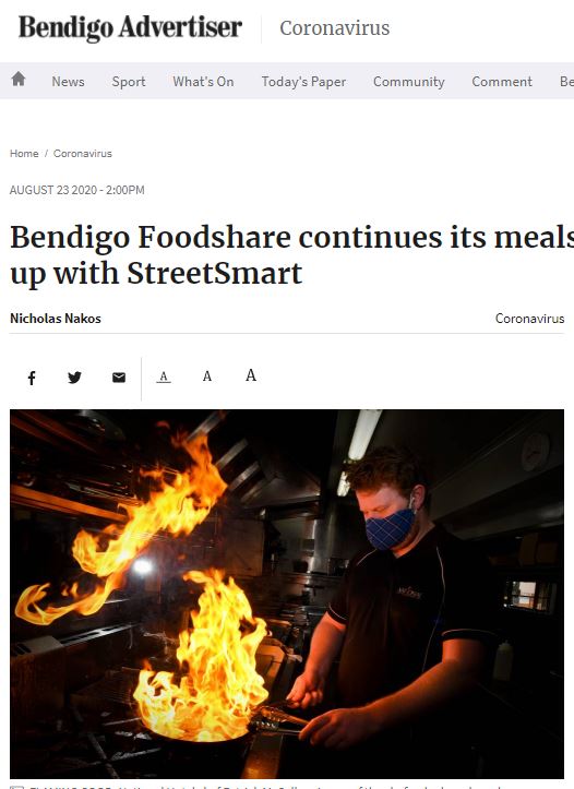 Bendigo Foodshare continues its meals initiative, teaming up with StreetSmart